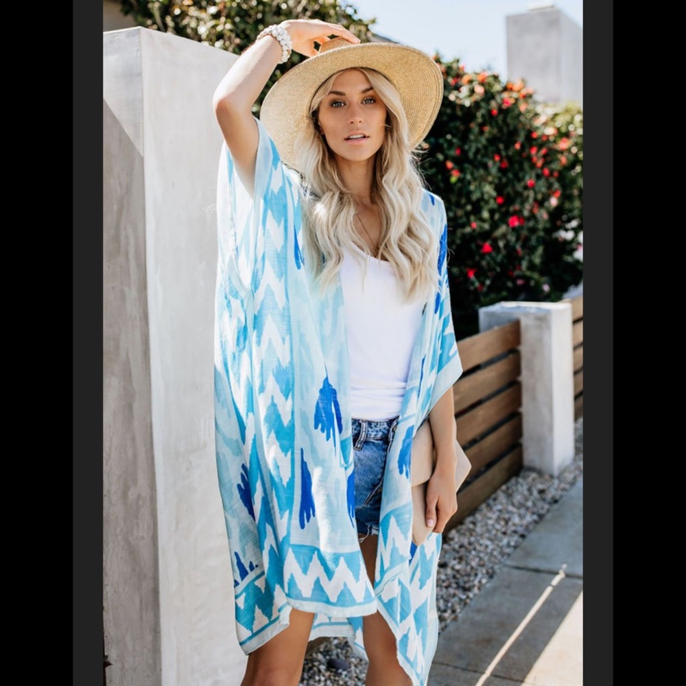 1 Left! Blue Kimono Cover Up - Picture 4 of 4